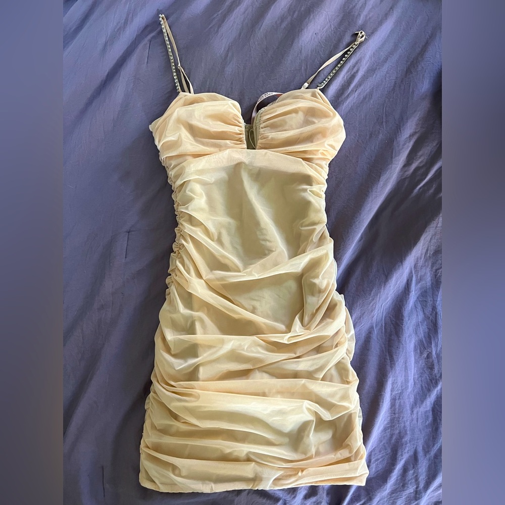 Tags Still On!! Blush/Green Colored Oh Polly Dress w/ embellished straps!